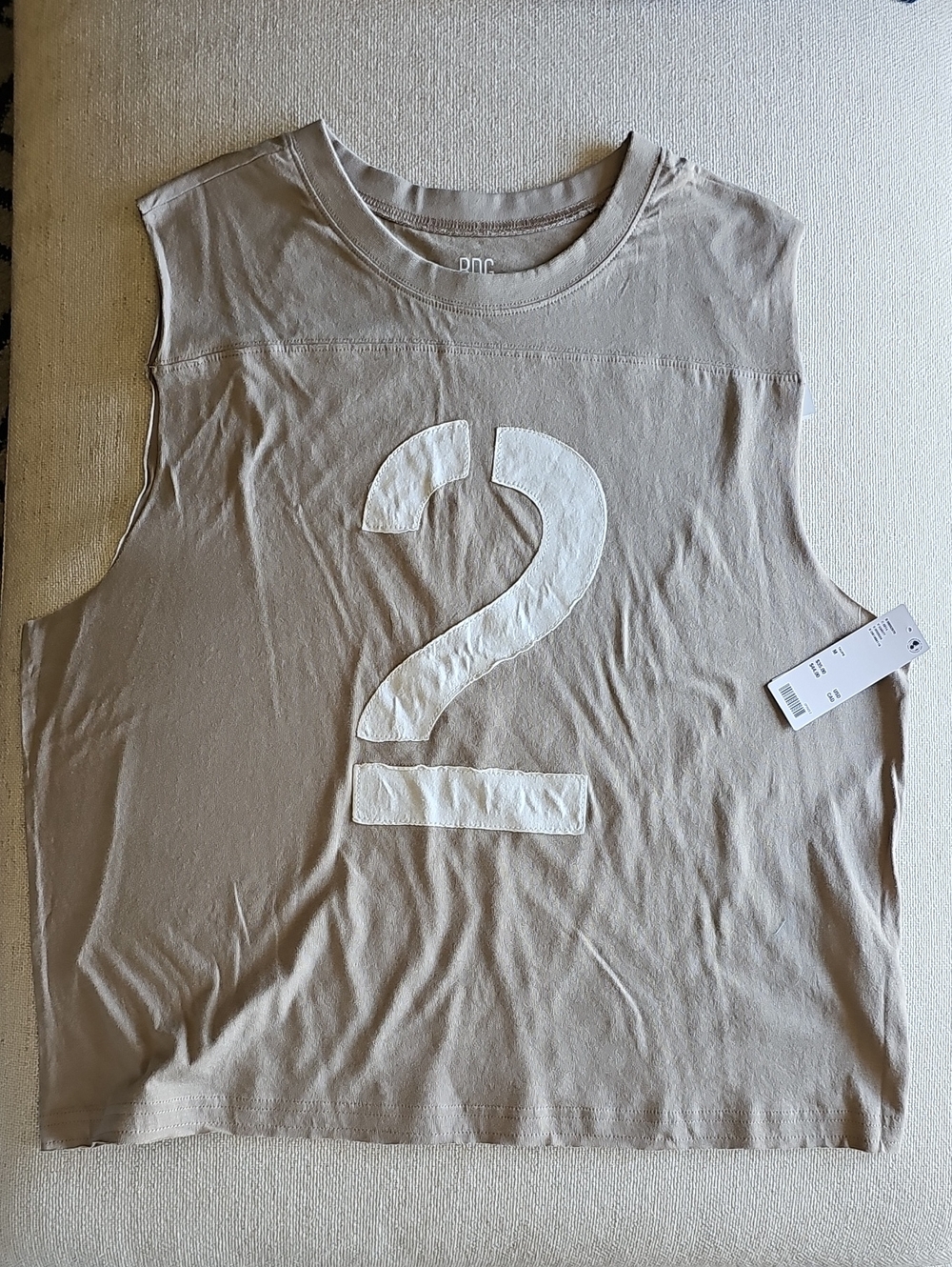 BDG Beige Tank Top with White Number 2 Graphic